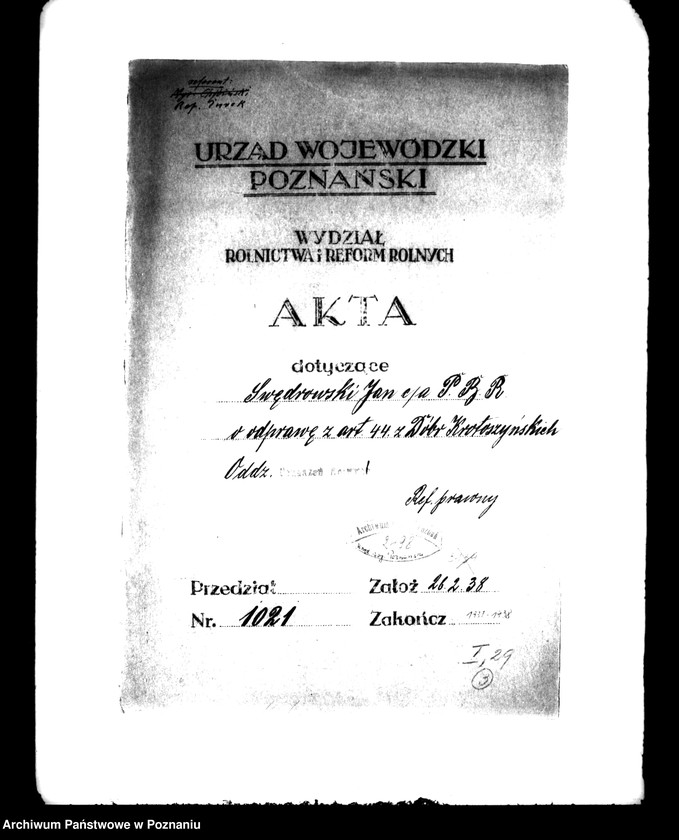 Obraz 4 z jednostki "Jan Swędrowski c/a P.B.R. o odprawę z art. 44 z dóbr krotoszyńskich"