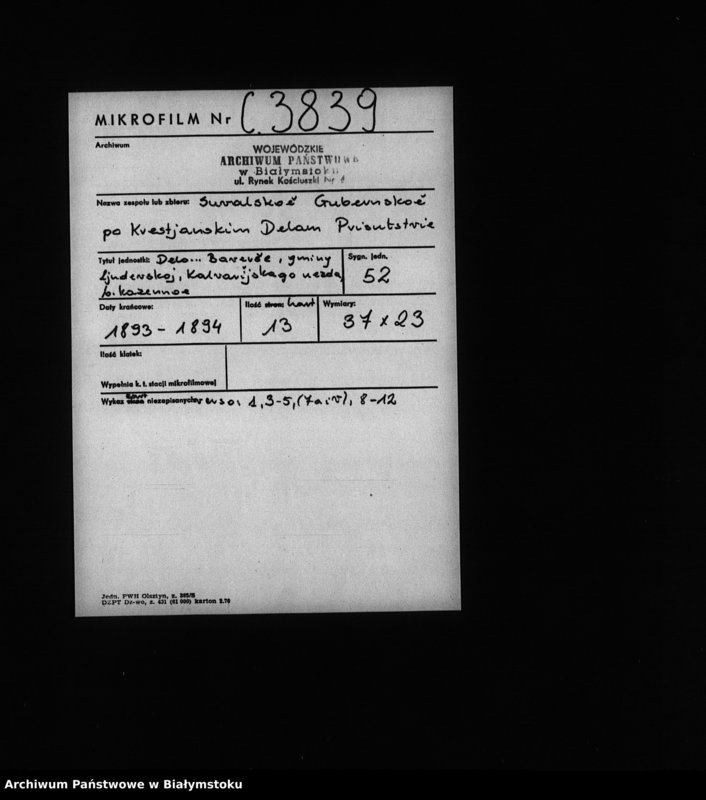 image.from.unit.number "Delo… Baverše, gminy Ljudevskoj, Kalvarîjskago uezda, b. kazennoe"