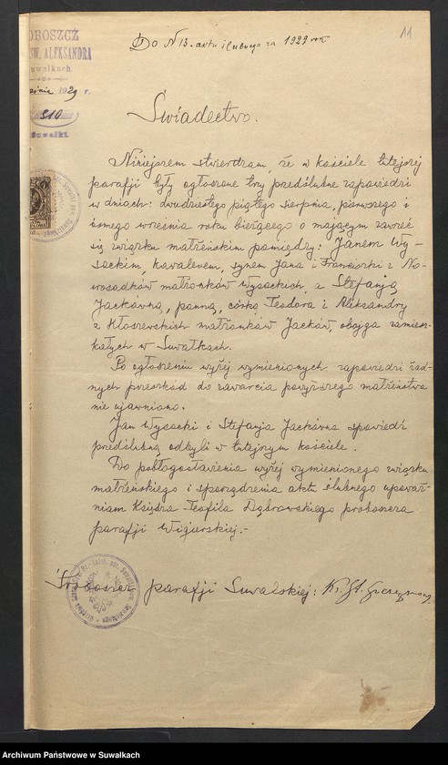 image.from.unit.number "Aneksa do Aktów Ślubnych Rz-Katolickiej parafji Wigierskiej za 1929 rok"