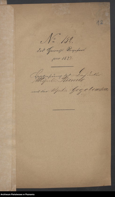 Obraz 14 z jednostki "Die von den Verlobten beigebrachten Urkunden zur Eheschliessung pro 1877"