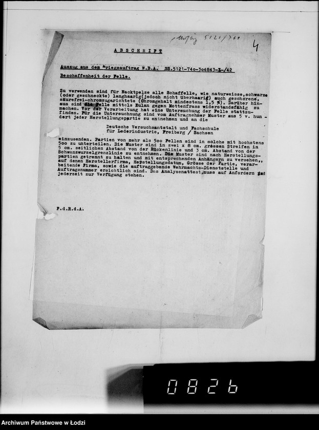 Obraz 8 z jednostki "5005 Kriegsauftrag 5121-304.843 1000 Stück Wachtpost Pelze HBA- Berlin"