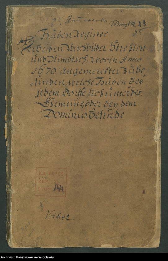 image.from.unit.number "Huben - Register der beiden Weichbilder Strehlen u. Nimbtsch, worin Anno 1670 angemerckter zubefinden, welche Huben bey jedem Dorffe sich unter der Gemeine, oder bey dem Dominio befinde"