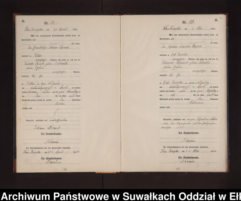 image.from.unit.number "Geburts-Neben-Register des Preussischen Standes-Amtes Gr. Konopken Kreis Loetzen"