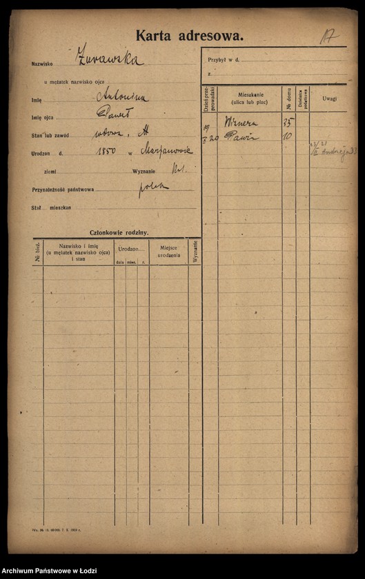 image.from.unit.number "[Spis ludności Łodzi] Żórawiak - Zybrand"