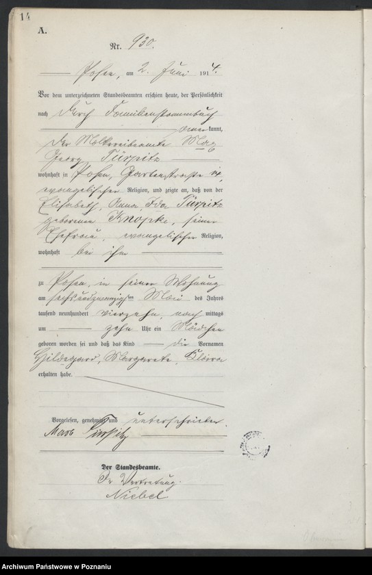 Obraz 16 z jednostki "Księga miejscowa urodzeń tom III[Rejestr główny urodzeń]"