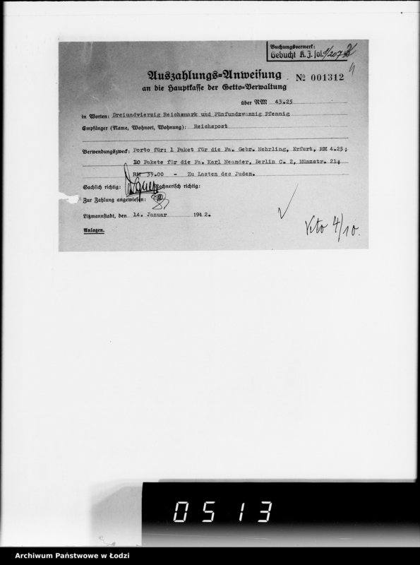 Obraz 8 z jednostki "1. Kassenbelege von nr 1 bis nr 208"