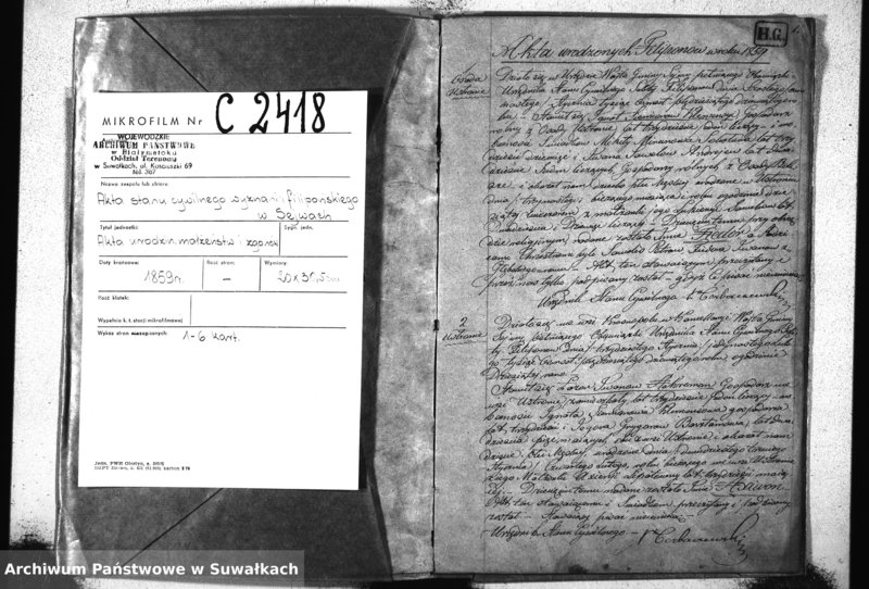 image.from.unit.number "Duplikat Akt Urodzonych, Umarłych i zaślubionych wyznania Filipońskiego Gminy Sejwy za rok 1859"