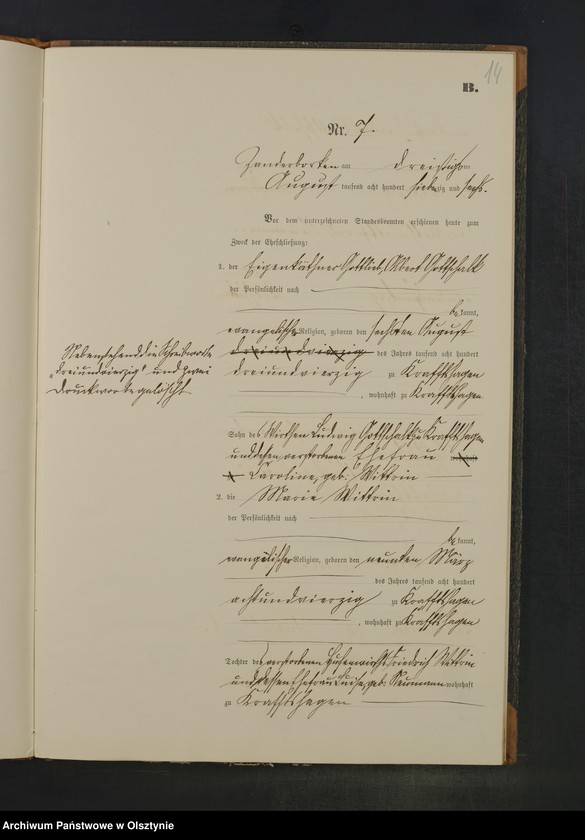 Obraz 17 z jednostki "Heiraths-Neben-Register Nr 1 - 16"