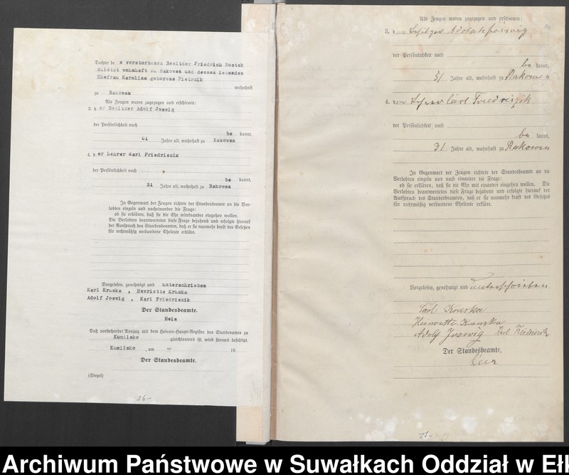 image.from.unit.number "Heiraths-Haupt-Register des Königlichen Preussischen Standes-Amtes Kumilsko Kreis Johannisburg"