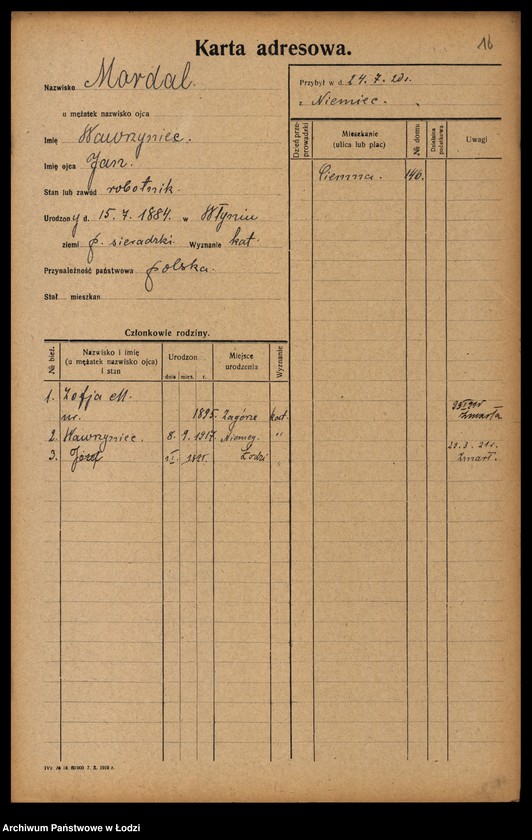 Obraz 20 z jednostki "[Spis ludności Łodzi] Morberger - Morgenweg"