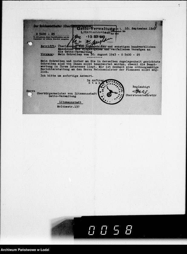 Obraz 12 z jednostki "Nähmaschinen. [Korespondencja w sprawie zakupu, transport i rachunki]"