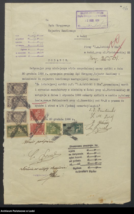 Obraz 18 z jednostki "Izrael Alie Izbicki, Icek Dawid Dembiński, Szulem Mendel Luel- wyrób i sprzedaż manufaktury"