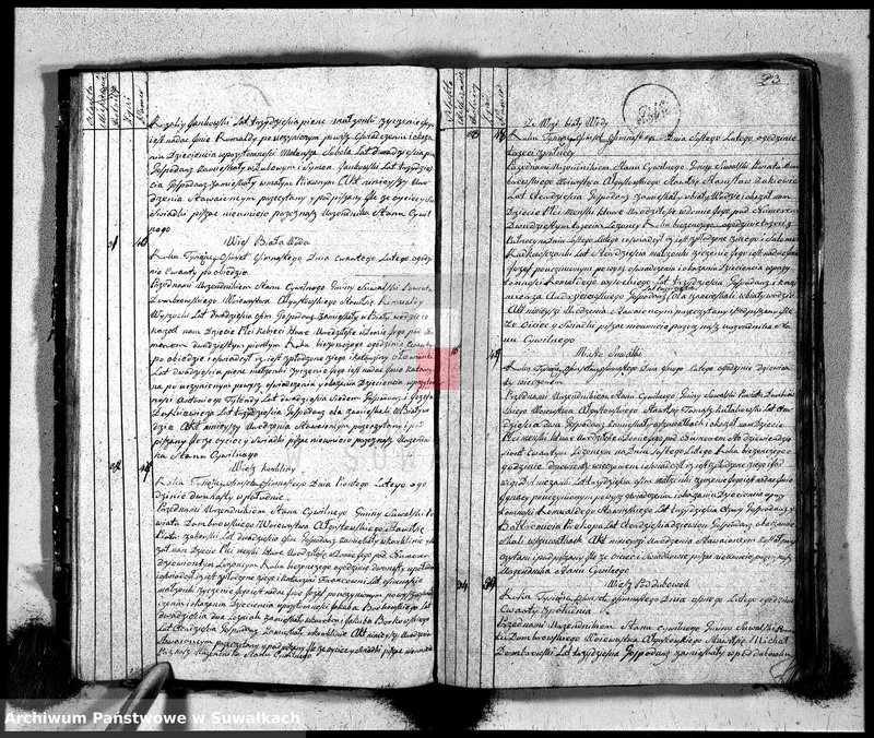 Obraz 14 z jednostki "Księga urzędnika stanu cywilnego gmniny suwalskiey zawierająca w sobie akta urodzonych od dnia 1-go stycznia 1818"