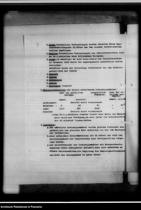 Obraz 11 z jednostki "[Sprawozdanie z podróży służbowej pracowników Gausippenamt w Poznaniu dotyczące zajętych ksiąg kościelnych, archiwów kościelnych oraz działalności powiatowych urzędów do spraw genealogicznych i Urzędu do Spraw Genealogicznych w Poznaniu]"