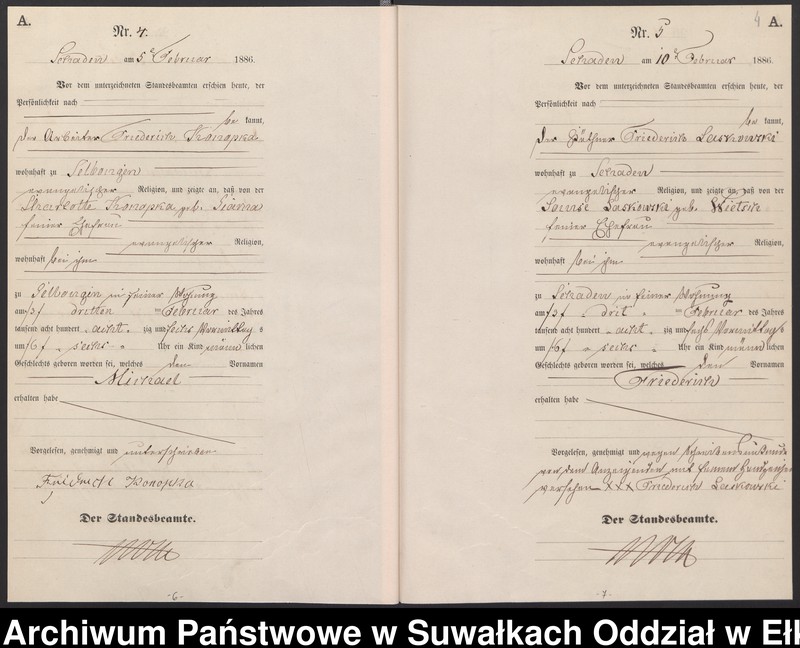 image.from.unit.number "Geburts-Haupt-Register des Königlich Preussischen Standes-Amtes Schaden Kreis Sensburg"