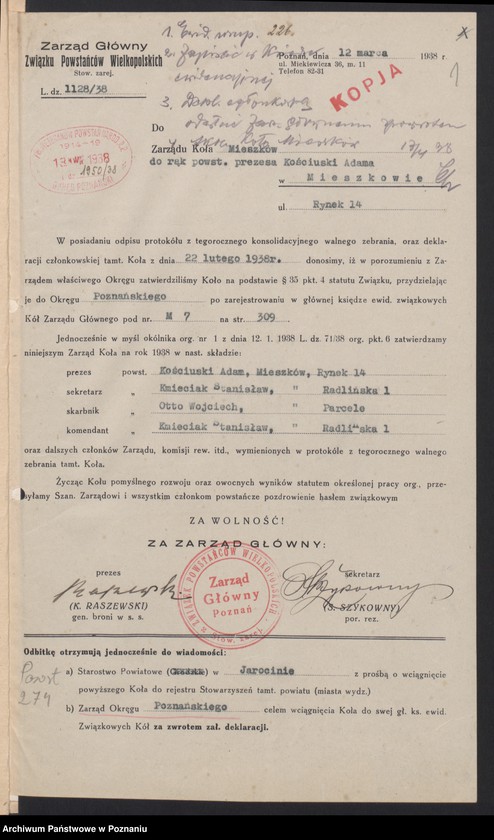 Obraz 4 z jednostki "Mieszkowo, powiat Jarocin - akta koła."