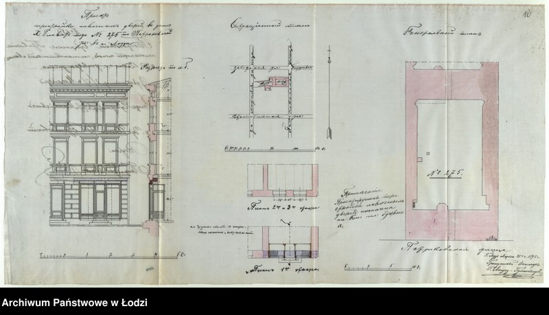 Obraz 13 z jednostki "Ob˝ utverždenìi plana na postrojku Haimom˝ Blavatom˝ lavočnyh˝ dverej v˝ kamennom˝ 3h˝ êtažnom˝ domě pod˝ No 275 po Petrokovskoj ulicě v˝ gor[ode] Lodzi"