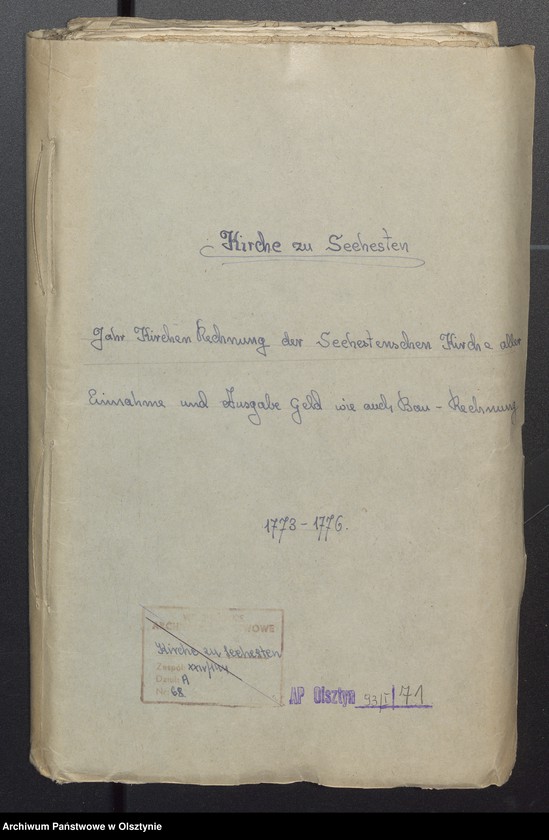 image.from.unit.number "Jahr Kirchen Rechnung der Seehestenschen Kirchen aller Einnahme und Ausgabe wie auch Bau-Rechnung"