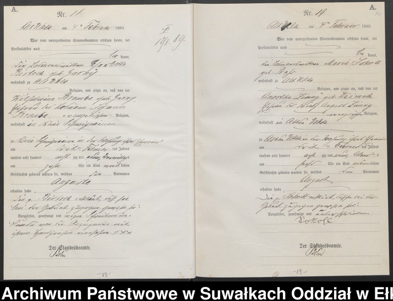 image.from.unit.number "[Geburts-Haupt-Register des Königlichen Preussischen Standes-Amtes Ukta Kreis Sensburg]"