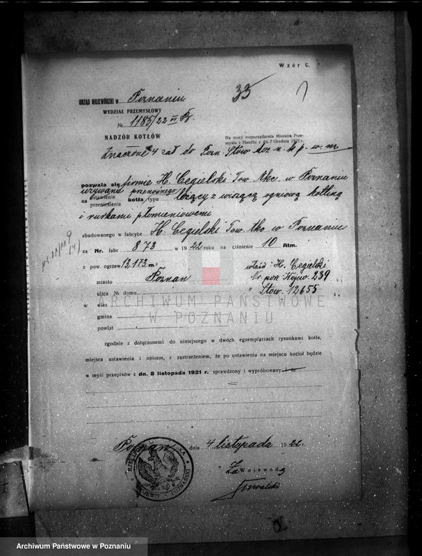 Obraz 5 z jednostki "Fabryka H. Cegielski w Poznaniu T. A. nr porz. kotła 239"