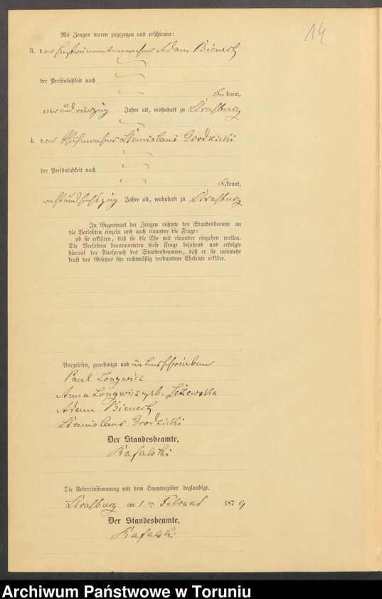 image.from.unit.number "Heiraths-Neben-Register Stadt Strasburg [ Brodnica- Miasto]für das Jahr 1879"