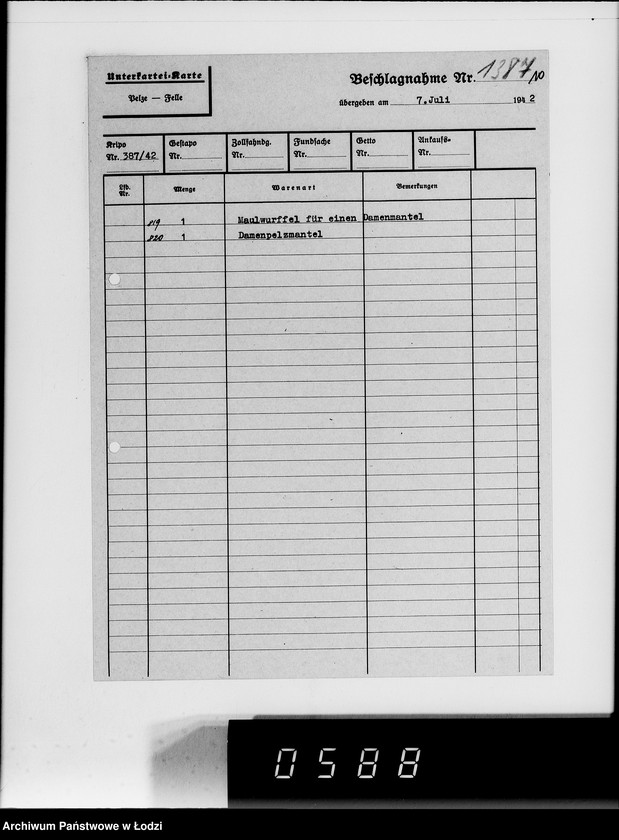 Obraz 14 z jednostki "Kripo. Kartei-Karten Beschlagnahme Nr.968-1397"