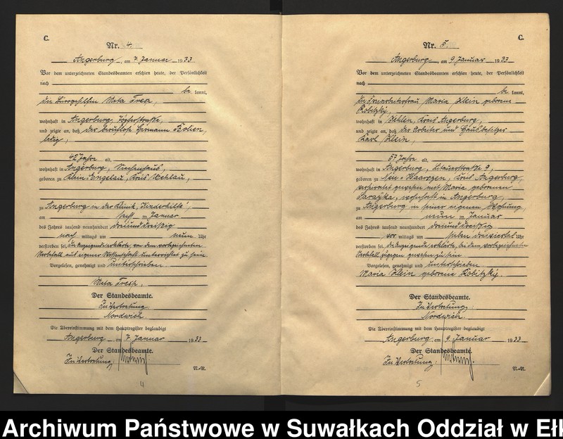 image.from.unit.number "C2. Sterbe - Register (Neben - Register) Standesamt Angerburg Ostpr. einschl. der Standesamtsbezirk Gross Strengeln, Kehlen und Prinowen"