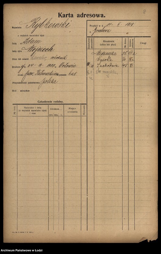 Obraz 10 z jednostki "[Spis ludności Łodzi] Rybka-Rynczkowski"