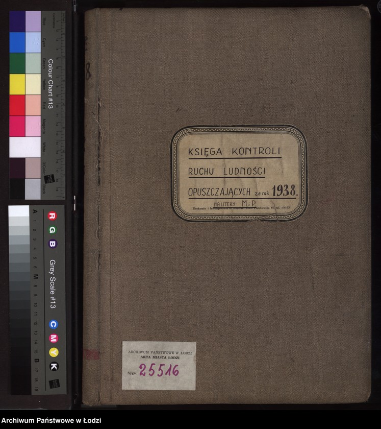 Obraz 2 z jednostki "Księga kontroli ruchu ludności (rejestr osób opuszczających gminę) Łódź, zespół V, lit. M, P"