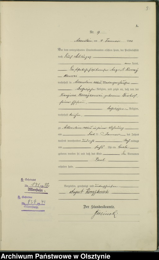 image.from.unit.number "Geburts-Haupt-Register Tom I, Nr 1-398"