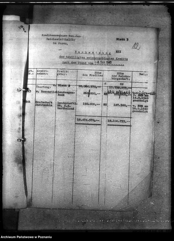 Obraz 16 z jednostki "Kredyt Stand per 30. IX. 1940."