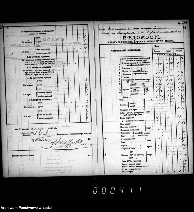 Obraz 15 z jednostki "Fora´lnaja kniga dlja zapisyvanija torgovych cen na proviant i furaž v gorode Lodzi s 1 janvarja 1906 goda po 1 janvarja 1912 goda"