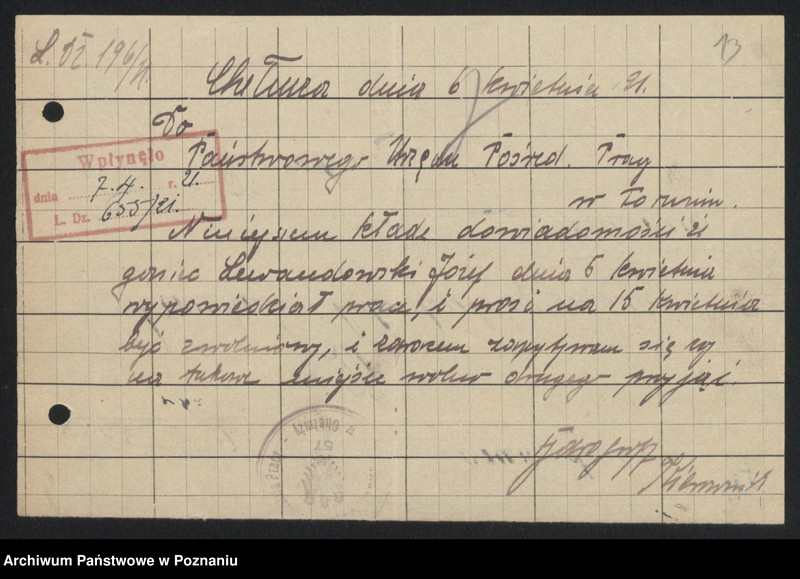 Obraz 15 z jednostki "[Sprawy osobowe urzędu Pośrednictwa Pracy w Chełmży]"