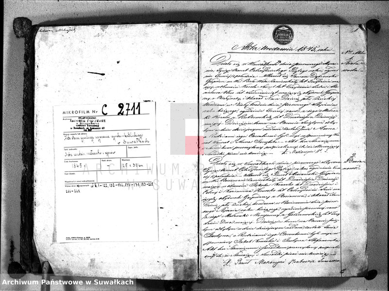 image.from.unit.number "Księga duplikat aktów urodzenia, zaślubin, zgonów w parafii suwalskiey z roku 1845"