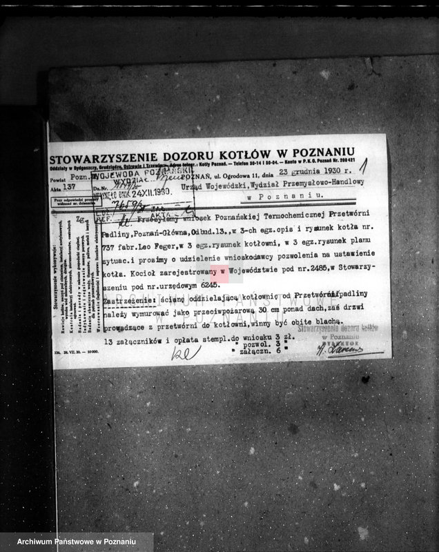 Obraz 5 z jednostki "Poznańska Termochemiczna Przetwórnia padliny Towarzystwo z o.o. Poznań ul. Główna nr woj. kotła 2485"