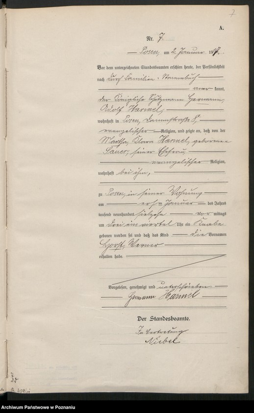 Obraz 9 z jednostki "Księga miejscowa urodzeń tom I [Rejestr główny urodzeń]"