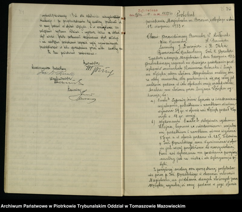 image.from.unit.number "Księga protokołów posiedzeń Magistratu [miasta] Brzezin w sprawie budowy szkoły powsz[echnej]"