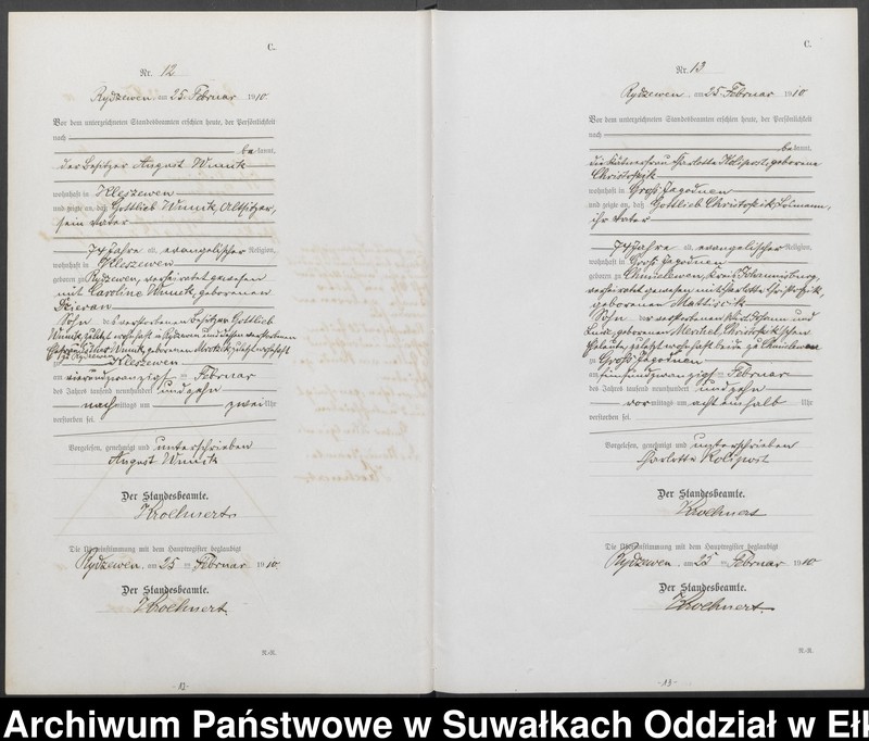 image.from.unit.number "C 2. Sterbe=Register (Neben=Register) Standesamt Rydzewen"