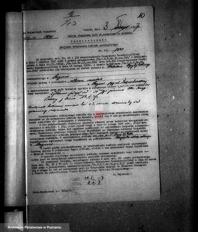 Obraz 14 z jednostki "Zatwierdzenie zakładu przemysłowego /odlewni metalu/ F. Przybylskiego w Lesznie"