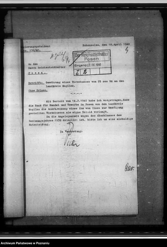 Obraz 8 z jednostki "Finanzsachen des Kreises Mogilno. Ehemaliger Johanniter Krankenhaus in Pakosch. Leistungen der Kreise an die Partei"