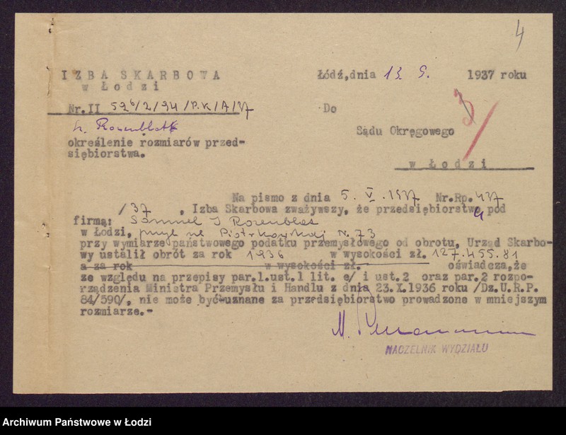 Obraz 6 z jednostki "Samuel Icchok Rozenblat- wyrób i sprzedaż manufaktury półwełnianej"