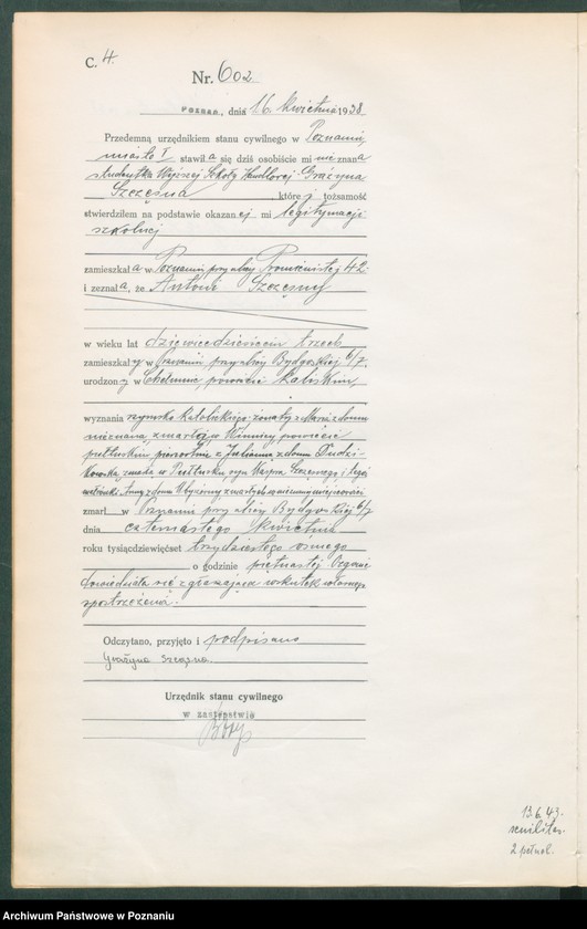 Obraz 6 z jednostki "Księga miejscowa zgonów tom II [Rejestr główny zgonów]"