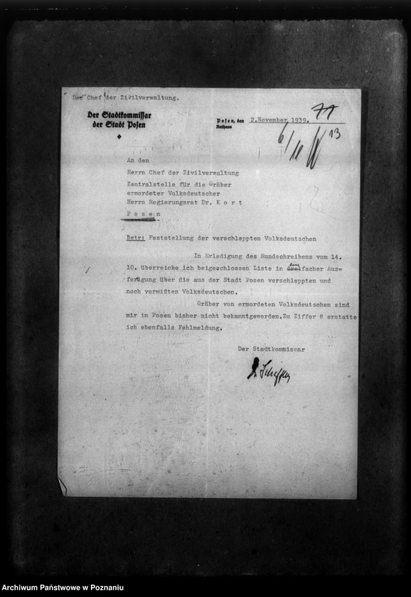 Obraz 17 z jednostki "Korespondencja w sprawie Niemców, którzy zginęli w 1939 roku w różnych powiatach"