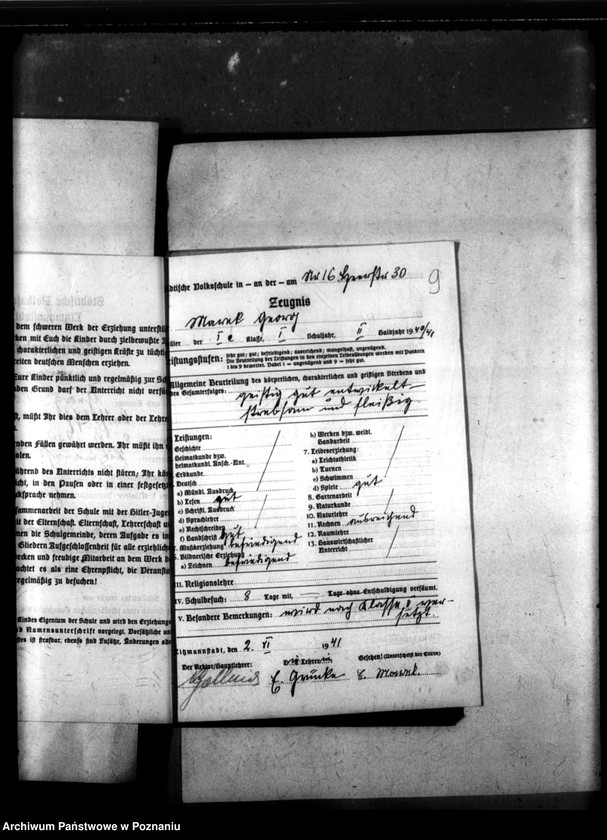 Obraz 13 z jednostki "[Akta personalne wychowanka Georga Marka, ur. 23 X 1930]."