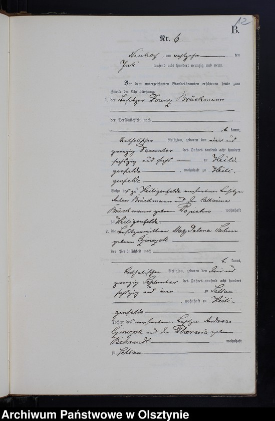 image.from.unit.number "Heiraths-Neben-Register Nr 1 - 19"
