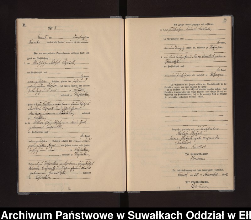 image.from.unit.number "Heiraths-Neben-Register des Königlichen Preussischen Standes-Amtes Gneist Kreis Lötzen"