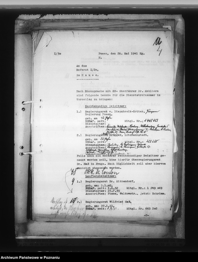Obraz 8 z jednostki "Zarządzenia i korespondencja w sprawie organizacji Dienstarafkammer Posen"