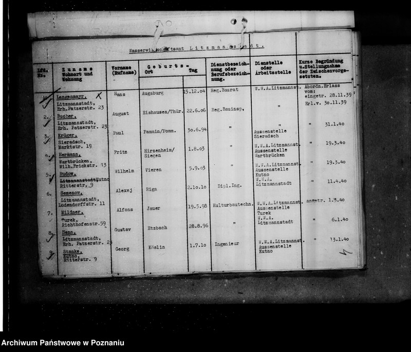 Obraz 8 z jednostki "Kriegsverdienst - Auszeichnungen- Vorschläge der Wasserwirtschaftsverwaltung"