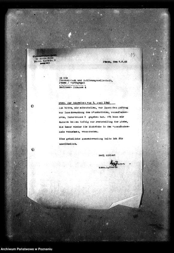 Obraz 19 z jednostki "[Korespondencja w sprawie strzeżenia obiektów Domu]."