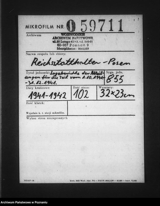 Obraz 2 z jednostki "Lageberichte der Abteilungen für die Zeit vom 1.10.1941. - 31.12.1941"